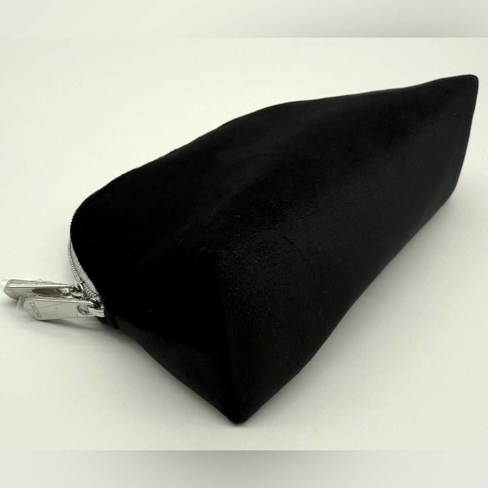 CHRISTIAN DIOR Velvet Embroidered Logo Zippered Luxury Makeup Pouch Bag OS NEW - Picture 7 of 9